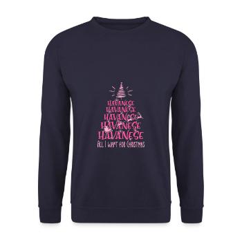Havaneser Hund Weihnachten Hunderasse - Unisex Pullover - Navy - Vorne - Alina (178cm) & Michal (187cm)