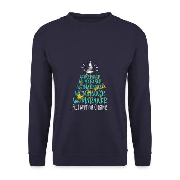 Weimaraner Hund Weihnachten Hunderasse - Unisex Pullover - Navy - Vorne - Alina (178cm) & Michal (187cm)