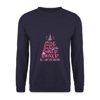 Boxer Hund Weihnachten Hunderasse - Unisex Pullover - Navy - Vorne - Alina (178cm) & Michal (187cm)