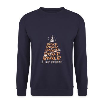 Boxer Hund Weihnachten Hunderasse - Unisex Pullover - Navy - Vorne - Alina (178cm) & Michal (187cm)