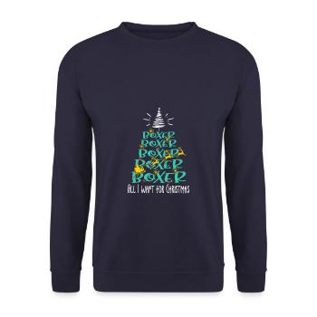Boxer Hund Weihnachten Hunderasse - Unisex Pullover - Navy - Vorne - Alina (178cm) & Michal (187cm)