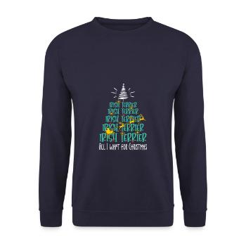 Irischer Terrier Hund Weihnachten Hunderasse - Unisex Pullover - Navy - Vorne - Alina (178cm) & Michal (187cm)