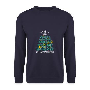 Deutsch Drahthaar Hund Weihnachten Hunderasse - Unisex Pullover - Navy - Vorne - Alina (178cm) & Michal (187cm)