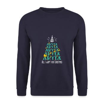Akita Hund Weihnachten Hunderasse - Unisex Pullover - Navy - Vorne - Alina (178cm) & Michal (187cm)