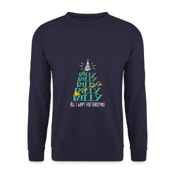 Billy Hund Weihnachten Hunderasse - Unisex Pullover - Navy - Vorne - Alina (178cm) & Michal (187cm)