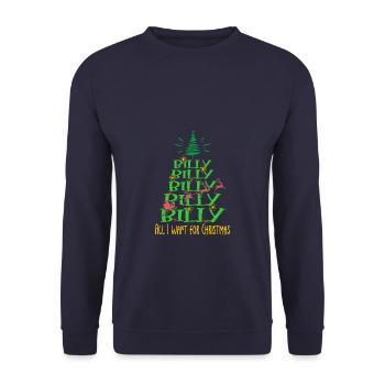 Billy Hund Weihnachten Hunderasse - Unisex Pullover - Navy - Vorne - Alina (178cm) & Michal (187cm)