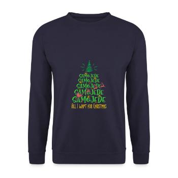 Samojede Hund Weihnachten Hunderasse - Unisex Pullover - Navy - Vorne - Alina (178cm) & Michal (187cm)