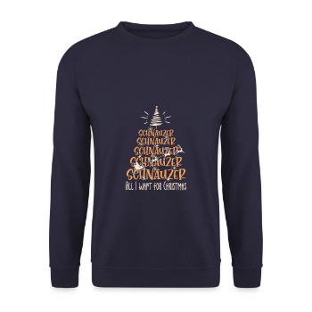 Schnauzer Hund Weihnachten Hunderasse - Unisex Pullover - Navy - Vorne - Alina (178cm) & Michal (187cm)