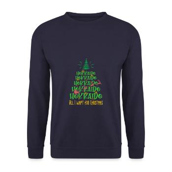 Hokkaido Hund Weihnachten Hunderasse - Unisex Pullover - Navy - Vorne - Alina (178cm) & Michal (187cm)