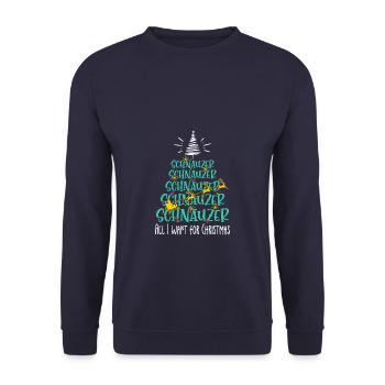 Schnauzer Hund Weihnachten Hunderasse - Unisex Pullover - Navy - Vorne - Alina (178cm) & Michal (187cm)