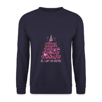 Schnauzer Hund Weihnachten Hunderasse - Unisex Pullover - Navy - Vorne - Alina (178cm) & Michal (187cm)