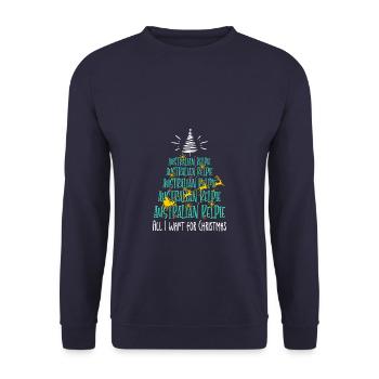 Australischer Kelpie Hund Weihnachten Hunderasse - Unisex Pullover - Navy - Vorne - Alina (178cm) & Michal (187cm)