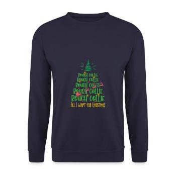 Rough Collie Hund Weihnachten Hunderasse - Unisex Pullover - Navy - Vorne - Alina (178cm) & Michal (187cm)
