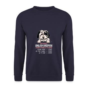 Ohne Englischer Schäferhund ist alles doof - Unisex Pullover - Navy - Vorne - Alina (178cm) & Michal (187cm)
