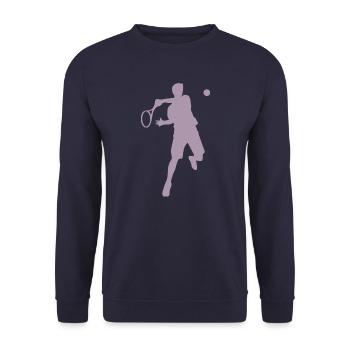 Tennis Player Backhand Silhouette Minimalist - Unisex Sweatshirt - navy - Front - Alina (178cm) & Michal (187cm)