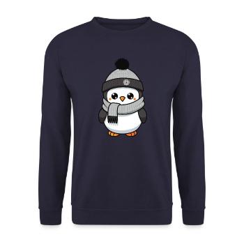 Penguin Winter Comic - Unisex Sweatshirt - navy - Front - Alina (178cm) & Michal (187cm)