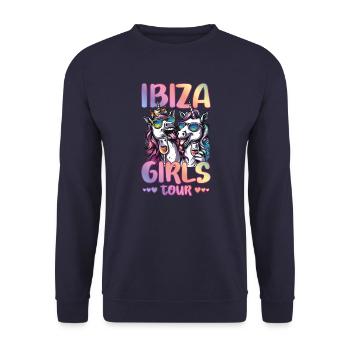 Ibiza Girls Tour Unicorn Party Holidays - Unisex Sweatshirt - navy - Front - Alina (178cm) & Michal (187cm)