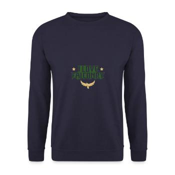 ich liebe falknerei - Unisex Pullover - Navy - Vorne - Alina (178cm) & Michal (187cm)