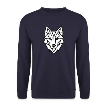 Wild Wolf Logo, Wolfskopf, geometrisch - Unisex Pullover - Navy - Vorne - Alina (178cm) & Michal (187cm)