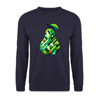 Abstract Pear Geometry: Lush Green Design - Unisex Sweatshirt - navy - Front - Alina (178cm) & Michal (187cm)