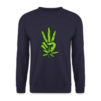 Hanf Legal Friedenszeichen Design - Unisex Pullover - Navy - Vorne - Alina (178cm) & Michal (187cm)