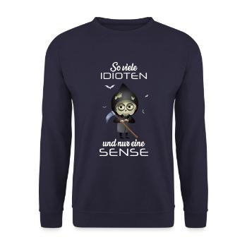 Bestatter | Leichenbestatter mit schwarzem Humor - Unisex Pullover - Navy - Vorne - Alina (178cm) & Michal (187cm)