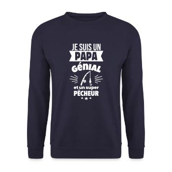 Je suis un papa génial et un super pêcheur - Sweat-shirt Unisexe - marine - Devant - Alina (178cm) & Michal (187cm)