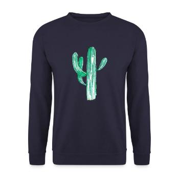 Aquarell Kaktus - Unisex Pullover - Navy - Vorne - Alina (178cm) & Michal (187cm)