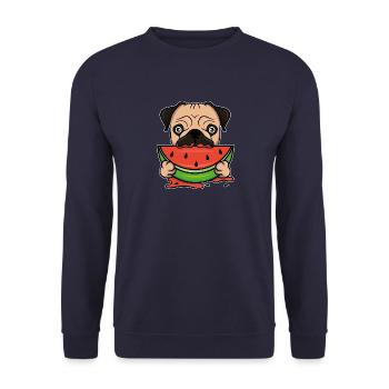 French Bulldog wassermelone Sommer Frenchie bully - Unisex Pullover - Navy - Vorne - Alina (178cm) & Michal (187cm)
