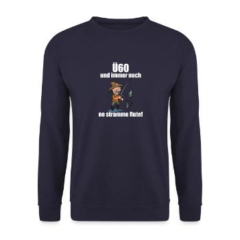 ü60 Geschenk zum 60. Geburtstag Angler Geschenk - Unisex Pullover - Navy - Vorne - Alina (178cm) & Michal (187cm)