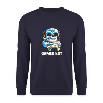 Zocken Jungs Skelett - Computer Spiele Videospiele - Unisex Pullover - Navy - Vorne - Alina (178cm) & Michal (187cm)