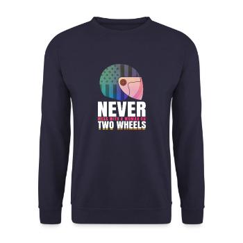 Joyable Wheels Of Amusing Women Of Bikers Squads - Unisex Sweatshirt - navy - Front - Alina (178cm) & Michal (187cm)