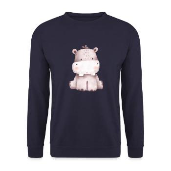 Hippo - Unisex Pullover - Navy - Vorne - Alina (178cm) & Michal (187cm)