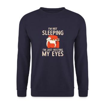 Ich Schlafe Nicht Vintage Ich Ruhe Nur Meine Augen - Unisex Pullover - Navy - Vorne - Alina (178cm) & Michal (187cm)