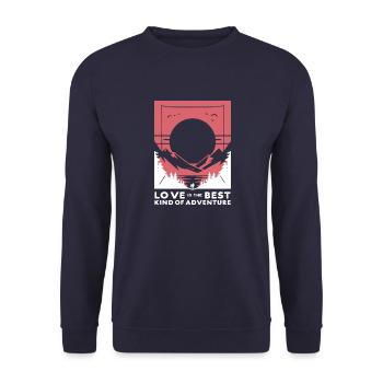 Liebe ist die beste Art von Abenteuer - Unisex Pullover - Navy - Vorne - Alina (178cm) & Michal (187cm)