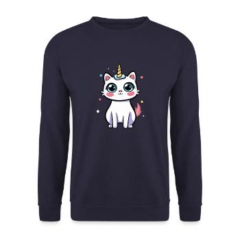 Chat licorne - Sweat-shirt Unisexe - marine - Devant - Alina (178cm) & Michal (187cm)