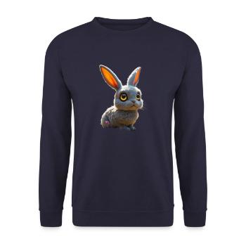 cute, big eye-shaped rabbit with bright eyes - Unisex Sweatshirt - navy - Front - Alina (178cm) & Michal (187cm)