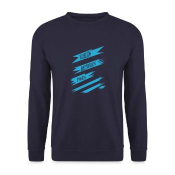 birthday present present escape quotes relaxation - Unisex Pullover - Navy - Vorne - Alina (178cm) & Michal (187cm)