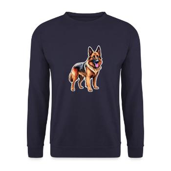 Belgischer Schäferhund Wasserfarben - Unisex Pullover - Navy - Vorne - Alina (178cm) & Michal (187cm)