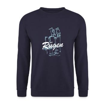 Rügen Insel Rügen I love Rügen Rügenliebe Ostsee - Unisex Pullover - Navy - Vorne - Alina (178cm) & Michal (187cm)