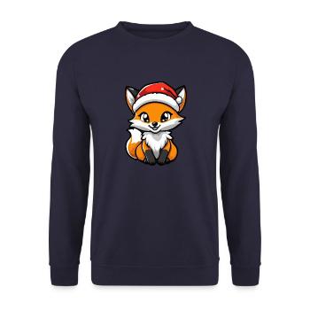 Fuchs Weihnachten Niedlich - Unisex Pullover - Navy - Vorne - Alina (178cm) & Michal (187cm)