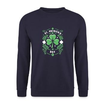 T-shirt Trèfle de la Saint-Patrick – Lucky Clover - Sweat-shirt Unisexe - marine - Devant - Alina (178cm) & Michal (187cm)