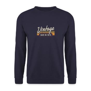 Vintage MADE IN 1976 - Unisex Sweatshirt - navy - Front - Alina (178cm) & Michal (187cm)