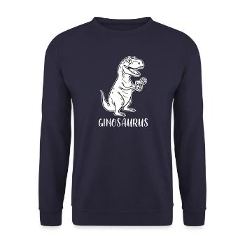 Ginosaurus - funny Trex Dino with gin - Unisex Sweatshirt - navy - Front - Alina (178cm) & Michal (187cm)