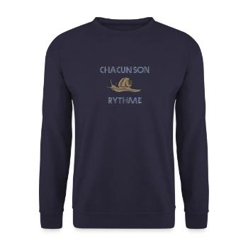 escargot - chacun son rythme - Sweat-shirt Unisexe - marine - Devant - Alina (178cm) & Michal (187cm)