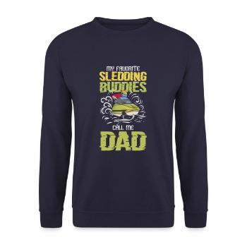 My Favorite Sledding Buddie Call Me Dad Snowmobile - Unisex Pullover - Navy - Vorne - Alina (178cm) & Michal (187cm)