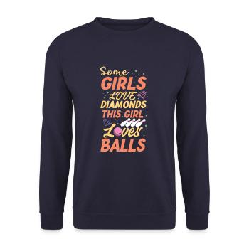 Funny Bowling Player Bowler Ladies Team - Unisex Pullover - Navy - Vorne - Alina (178cm) & Michal (187cm)