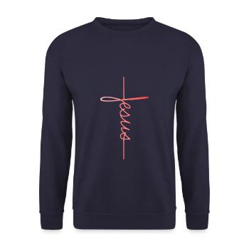 Jesus - Unisex Sweatshirt - navy - Front - Alina (178cm) & Michal (187cm)