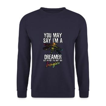 You May Say I'm a Dreamer Imagine - Unisex Pullover - Navy - Vorne - Alina (178cm) & Michal (187cm)
