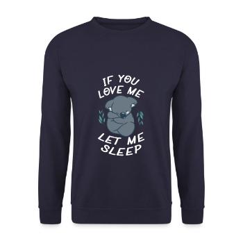 Funny Sleepy Koala - Unisex Pullover - Navy - Vorne - Alina (178cm) & Michal (187cm)
